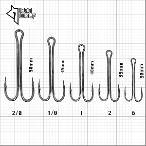 Double Hooks IRON WOLF 5pcs #4 30mmx16mm